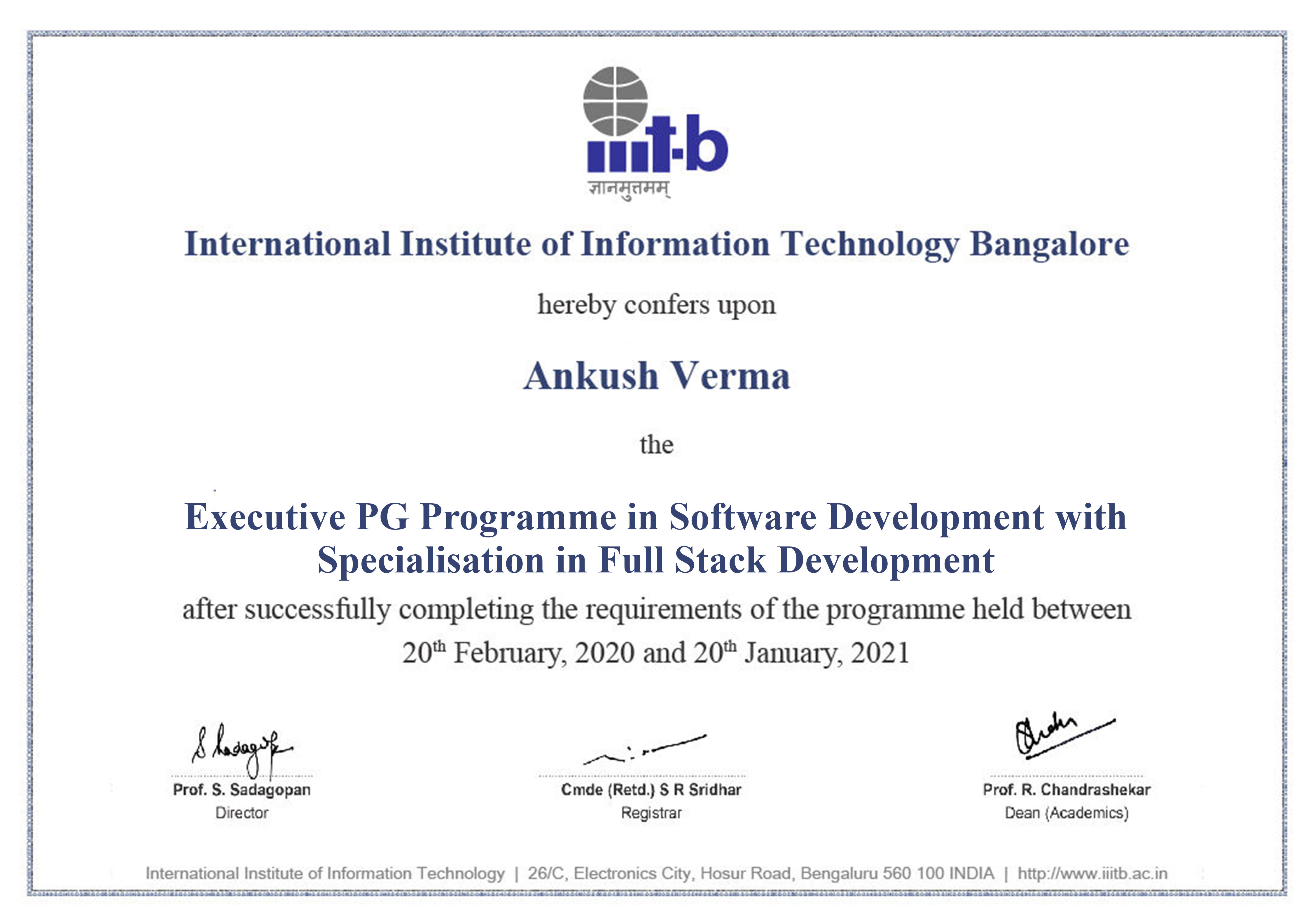 Executive PGP from IIIT Bangalore