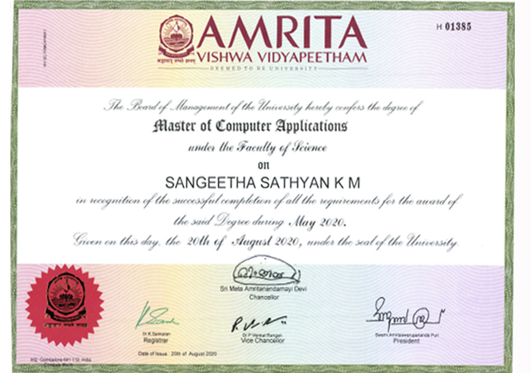 MCA- Cybersecurity from Amrita Vishwa Vidyapeetham-Ahead Online