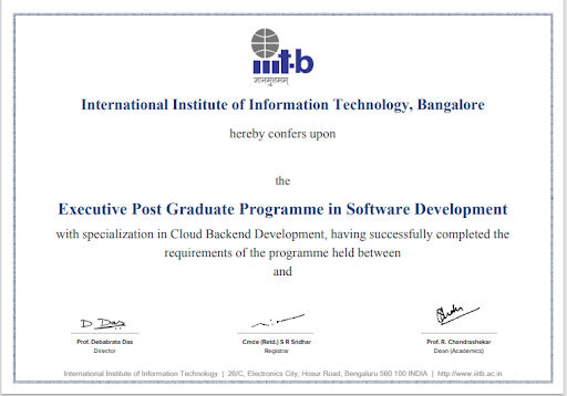 Executive Post Graduate Programme from IIIT Bangalore