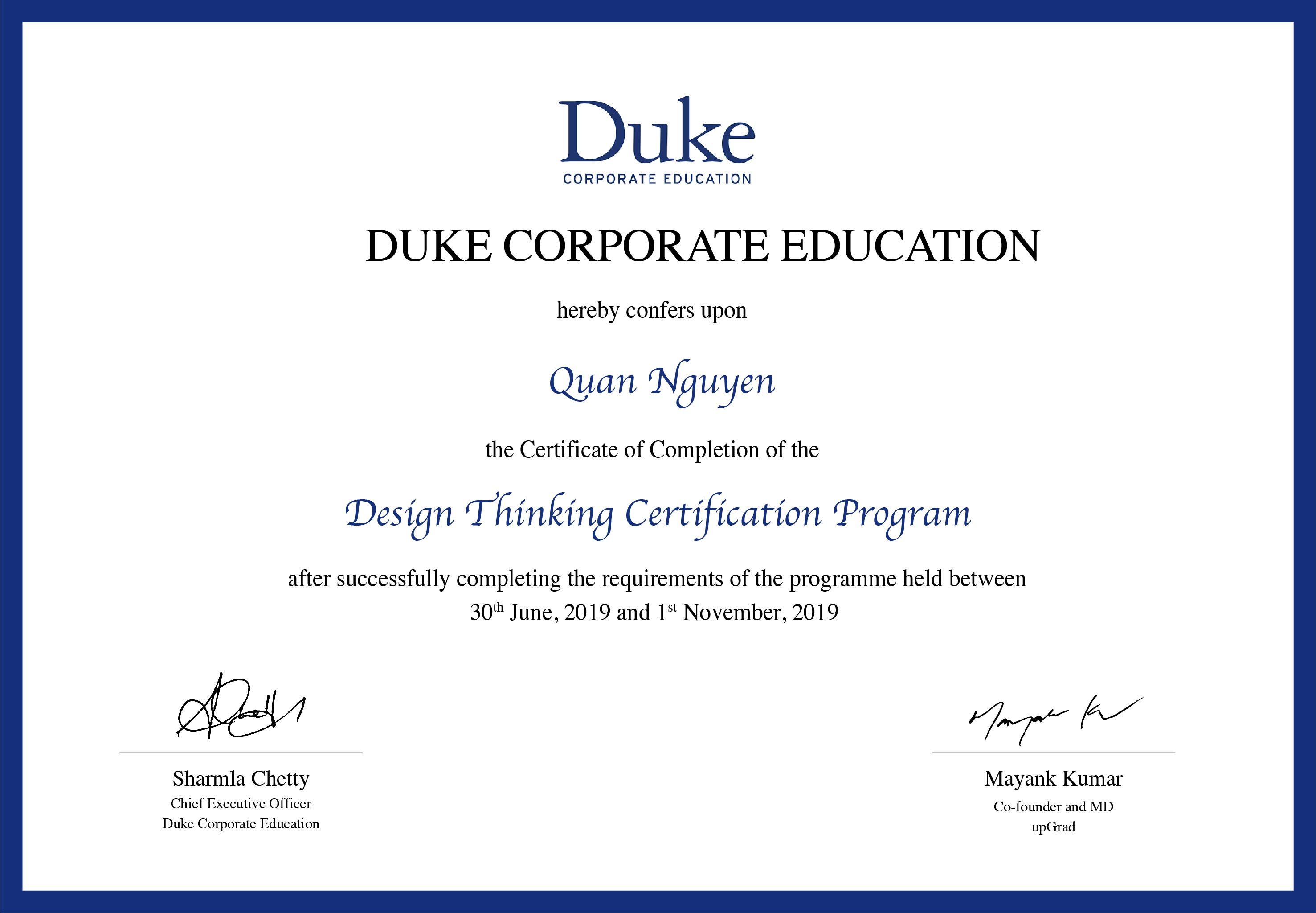 Design Thinking Certification Program