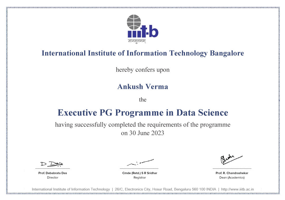 Executive PG Programme from IIIT Bangalore