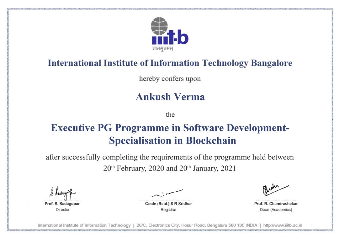 Executive PG Programme from IIIT Bangalore