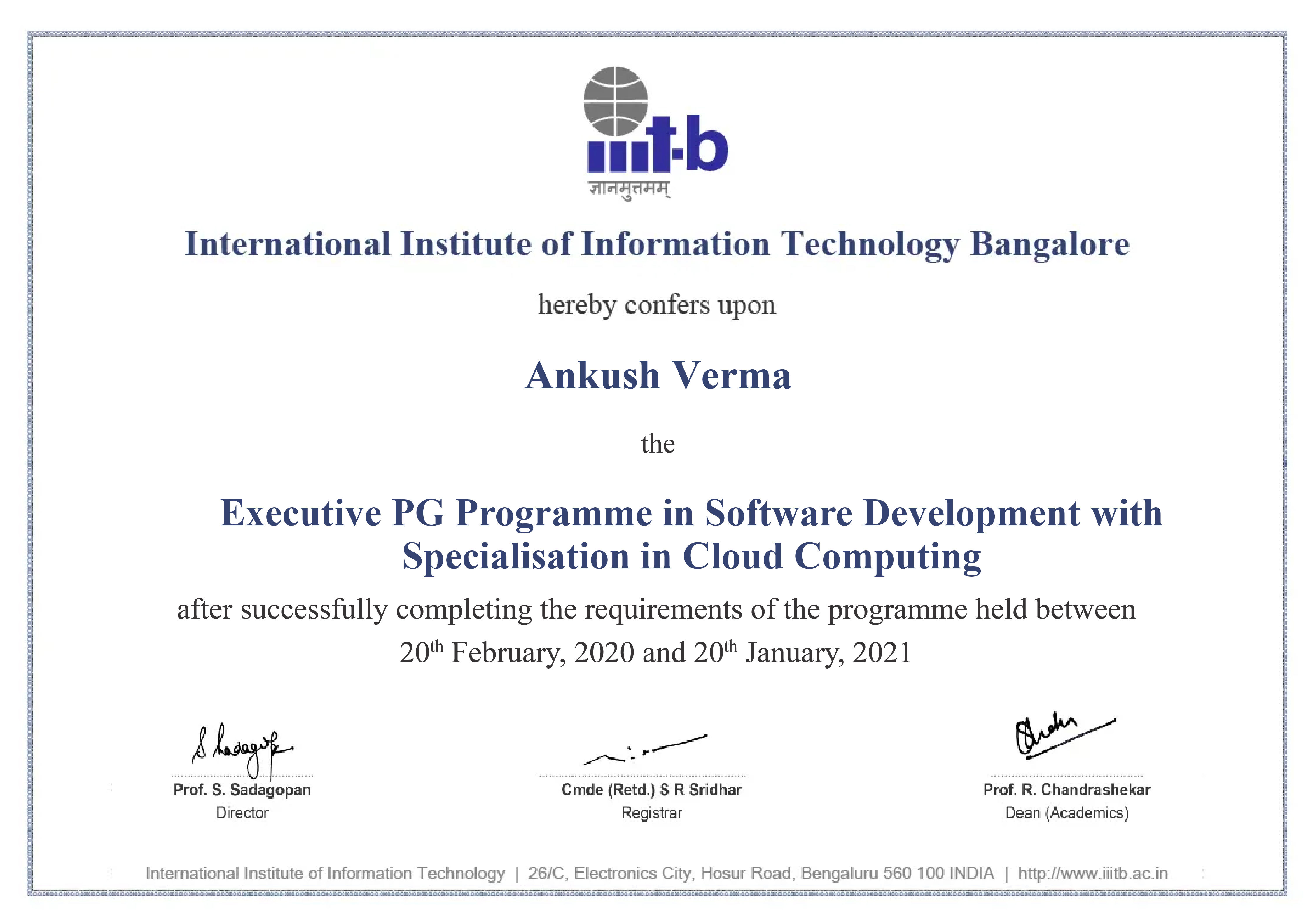 Executive PGP from IIIT Bangalore