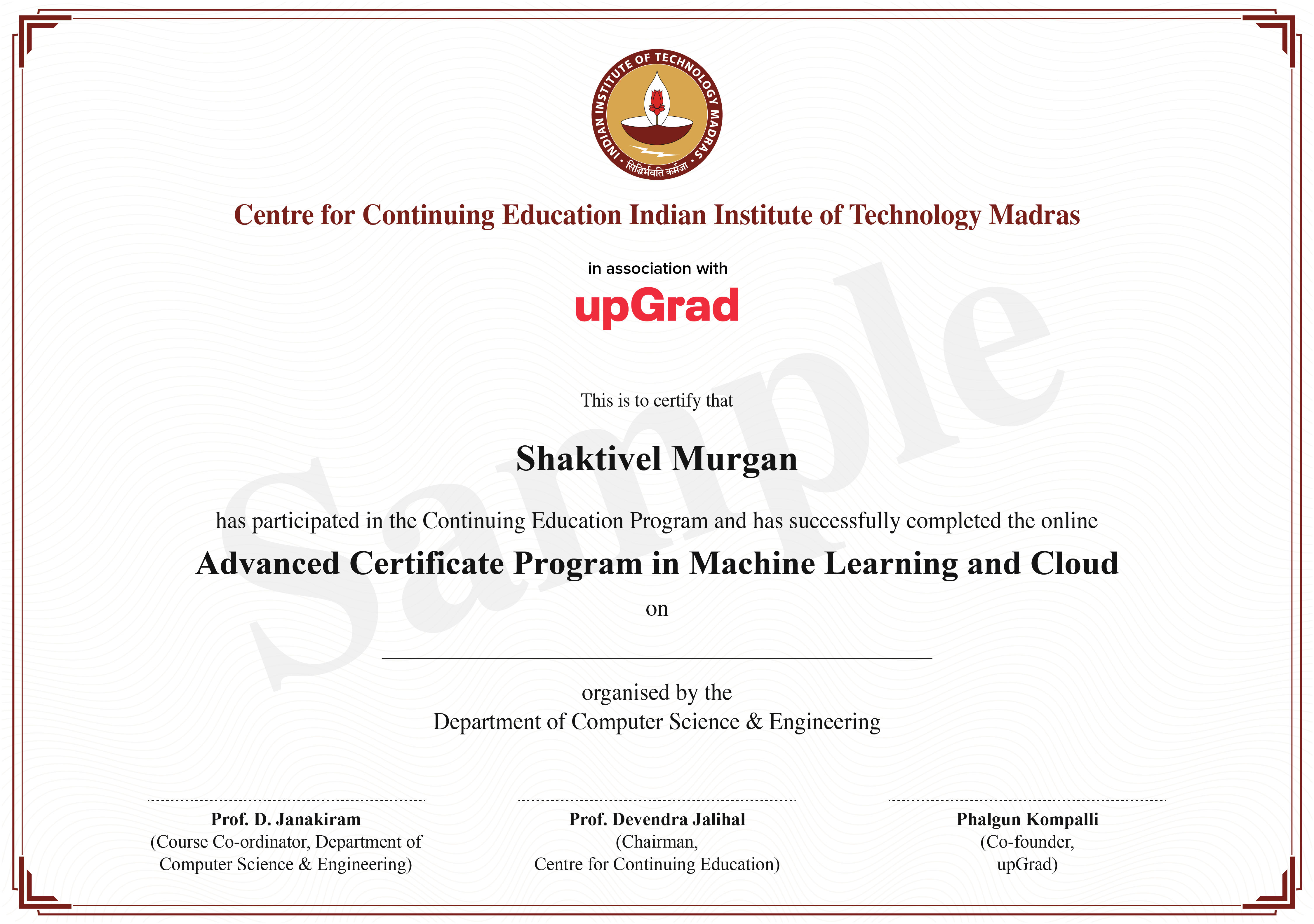 Advanced Certification from IIT Madras
