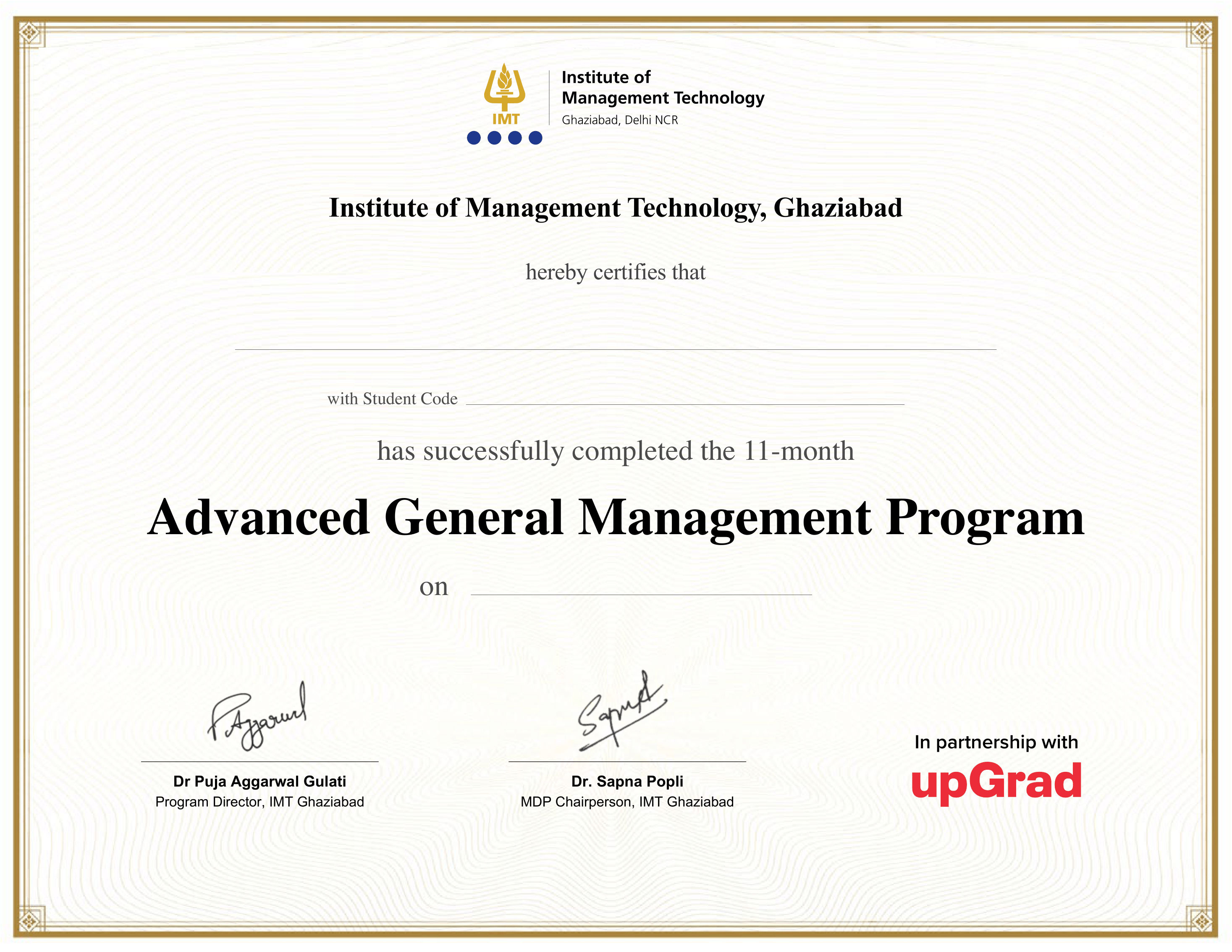 Advanced General Management Program from IMT Ghaziabad