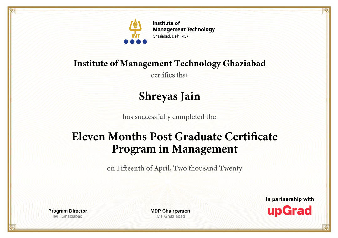 PG Program in Management from IMT Ghaziabad