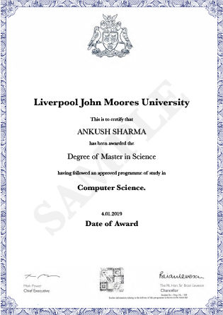 Master's Degree from LJMU