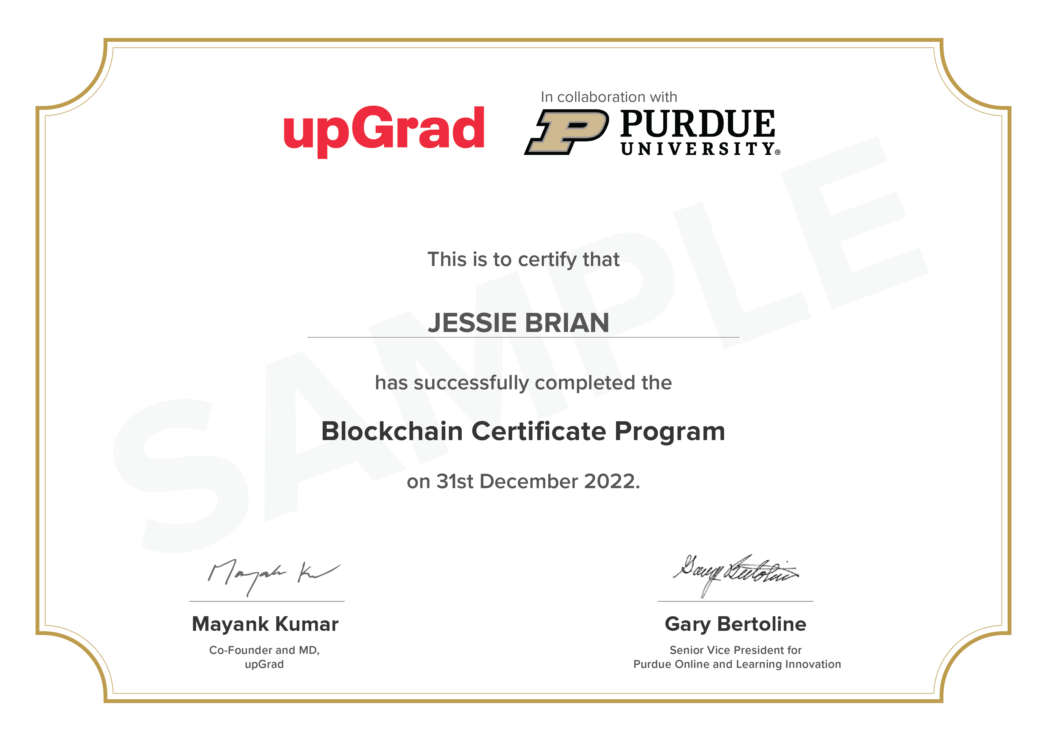 Blockchain Certificate Program 