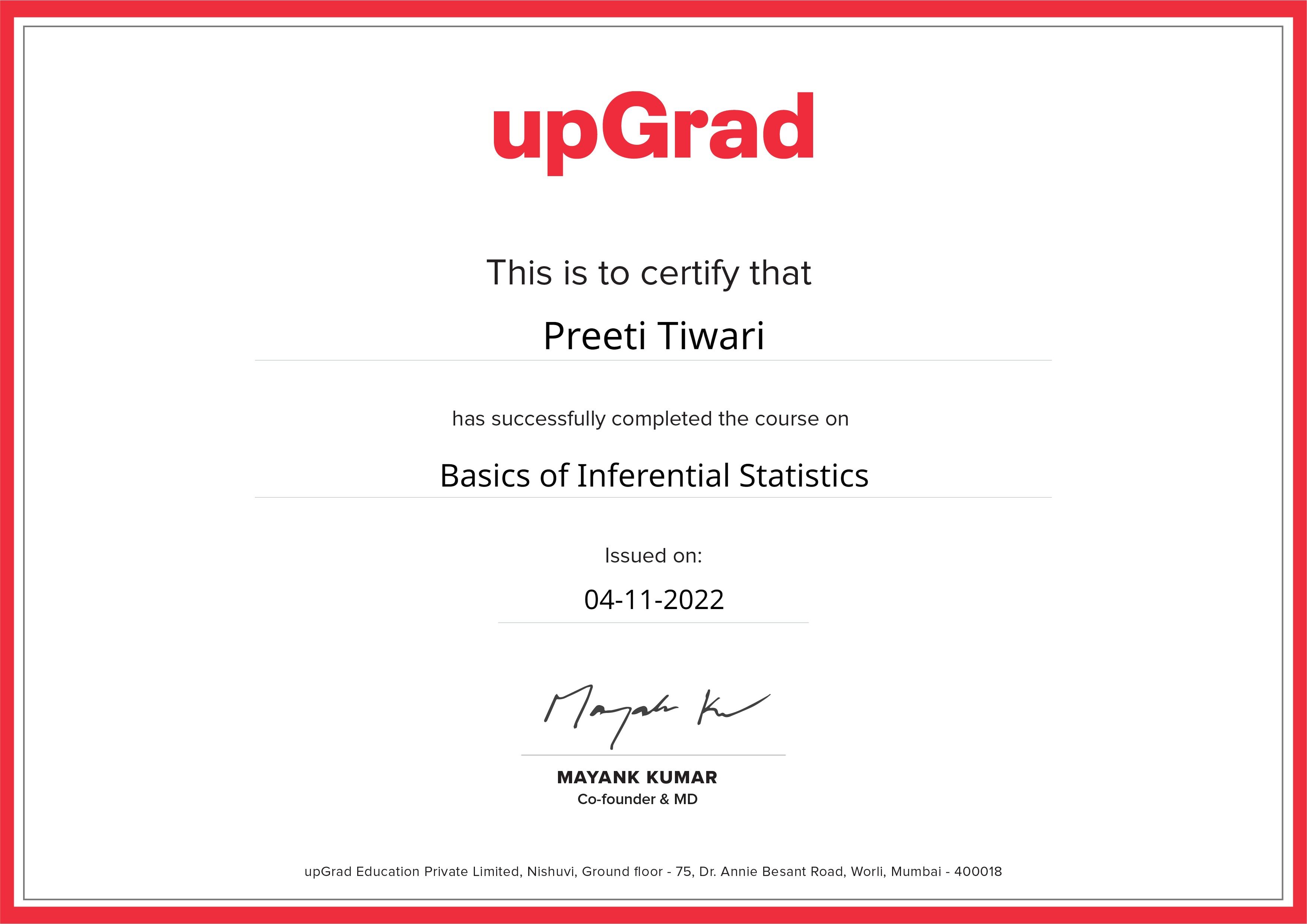 Basics of Inferential Statistics