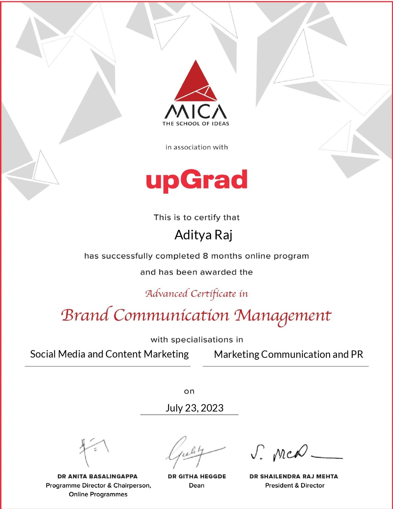 Advanced Certificate  in Brand Communication Management