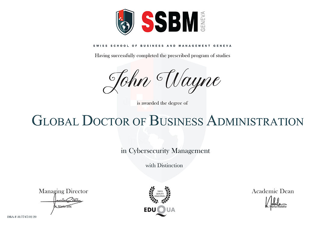 Global Doctor of Business Administration degree from SSBM Geneva