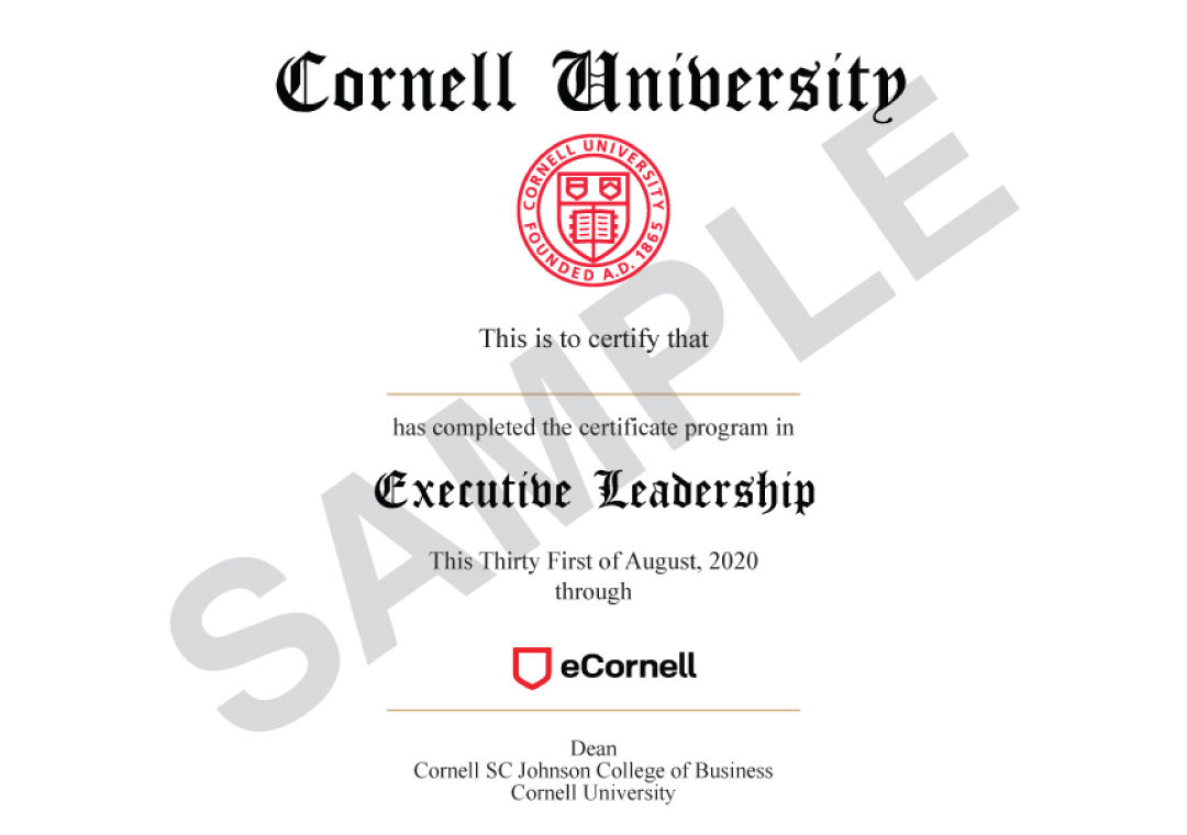 Executive Leadership Cornell Certificate Program