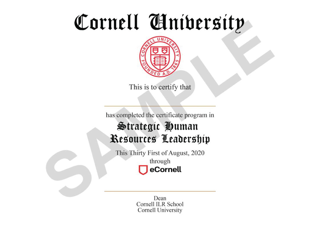 Strategic Human Resources Leadership Cornell Certificate Program