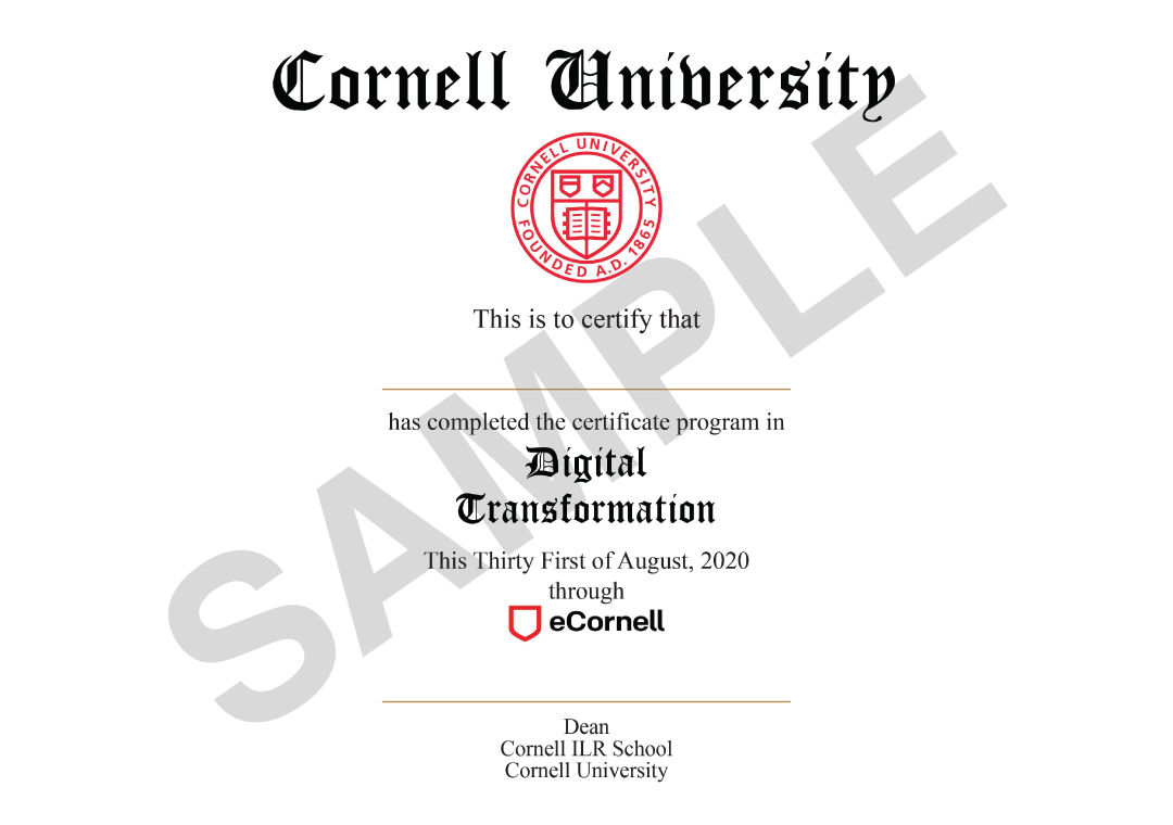 Digital Transformation Cornell Certificate Program