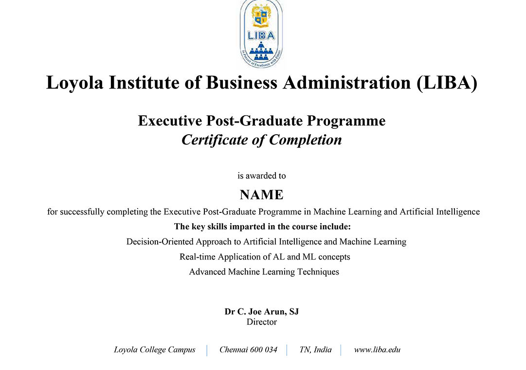 Executive Post-Graduate Programme in Machine Learning and Artificial Intelligence