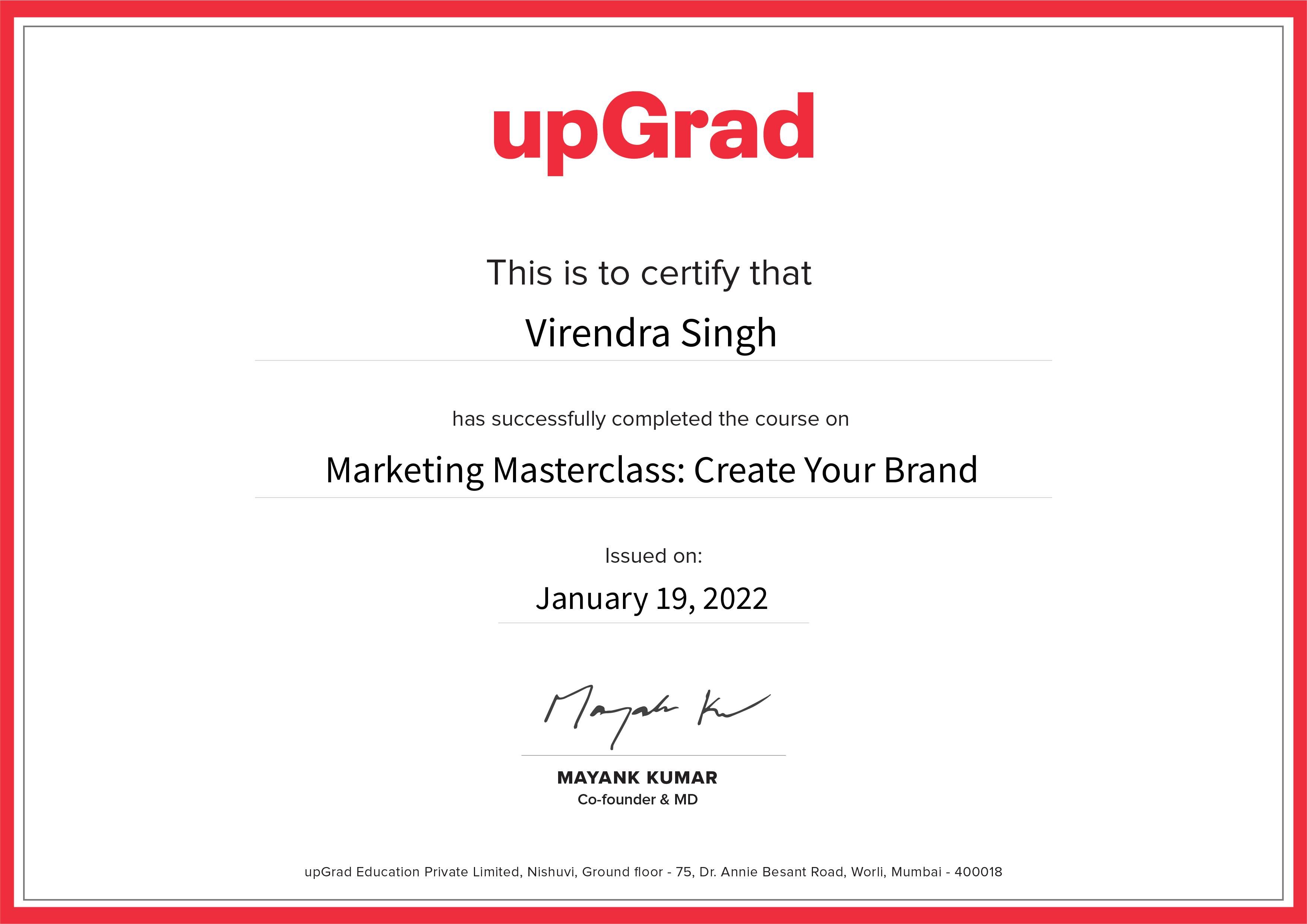 Marketing Masterclass: Create Your Brand 