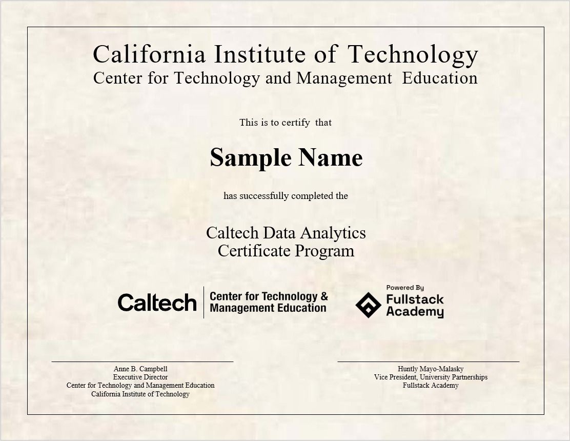 Data Analytics Certificate Program from Caltech upGrad