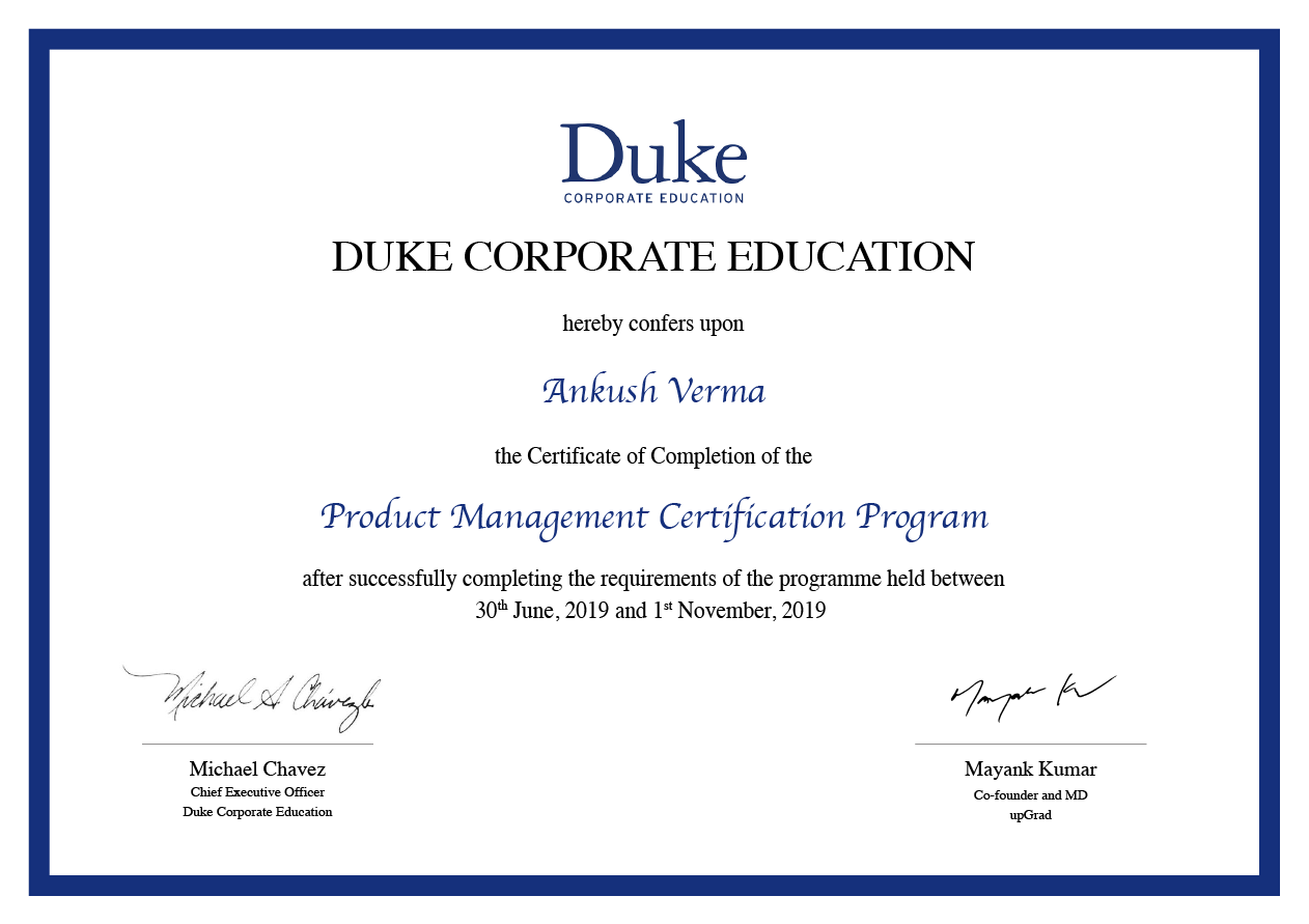 Product Management Certification Program