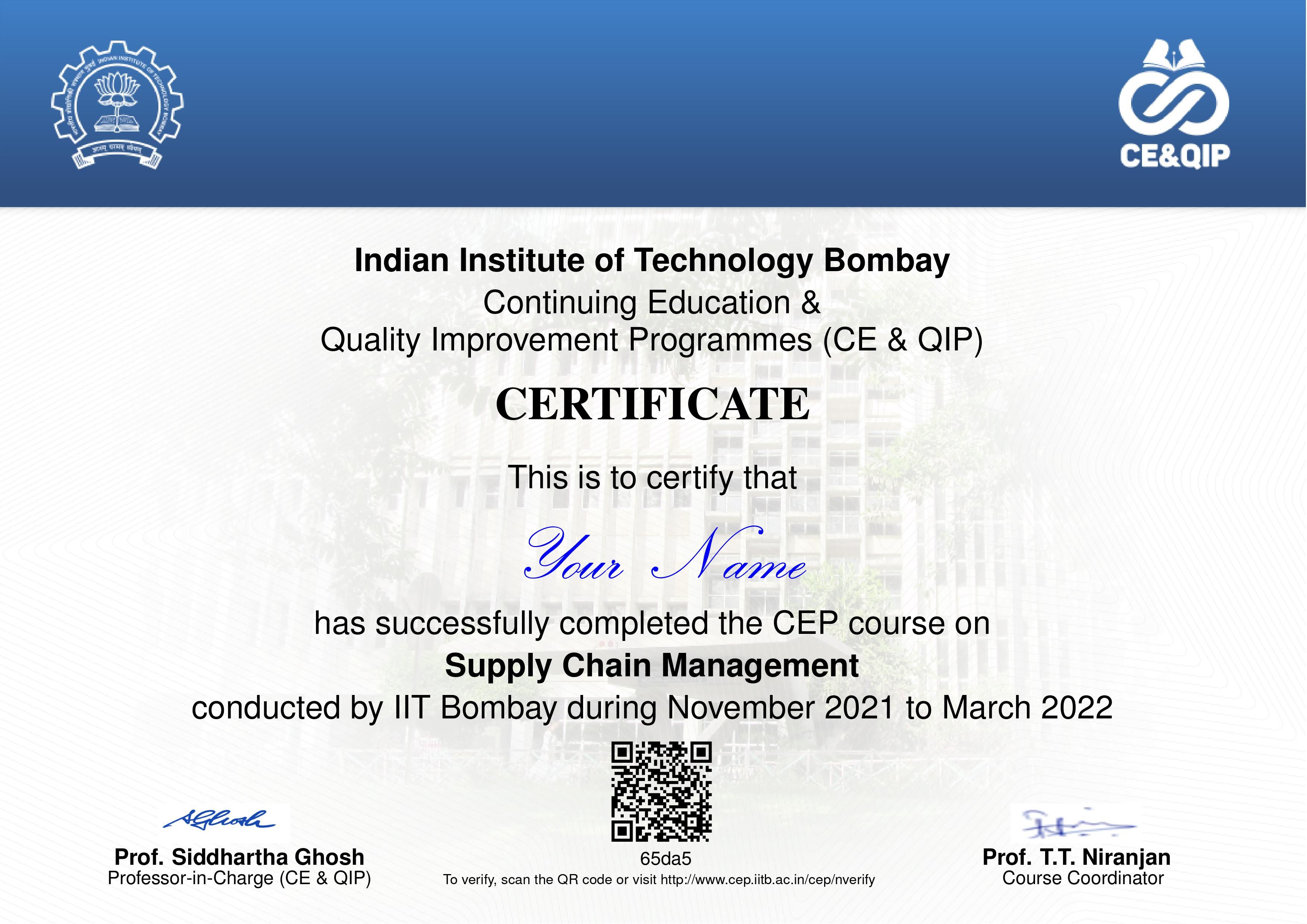 IIT Bombay Certificate Program in Supply Chain Management (SCM) upGrad