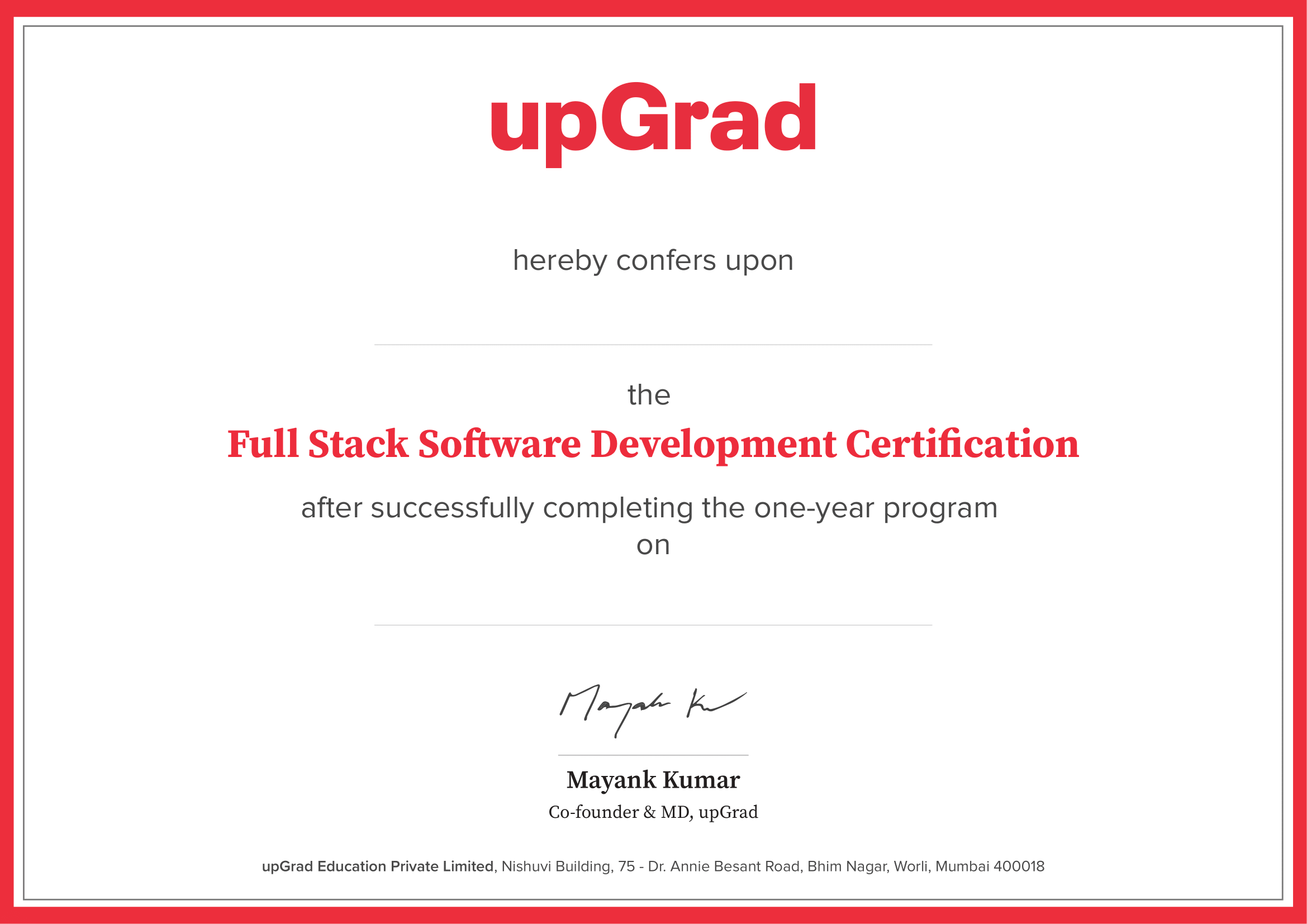 Full Stack Development Bootcamp | upGrad