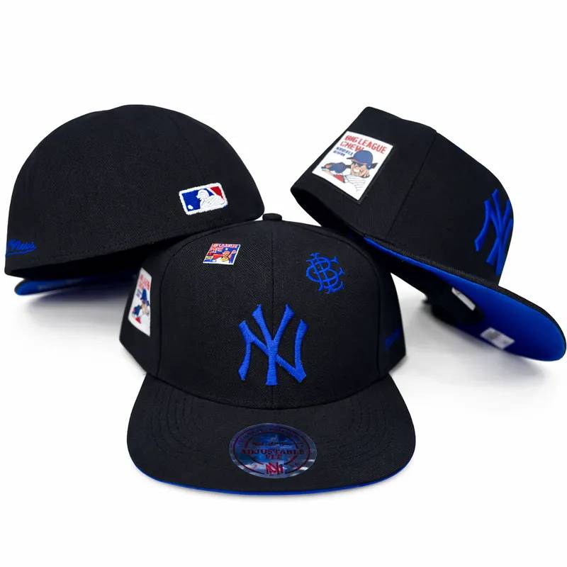 Gorra NY Negra X Azul Cerrada Talle 7 1/2 Envío Gratis 4