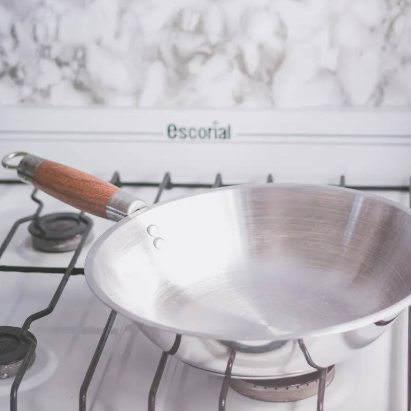 Wok 30 X 7 Cm, Acero Inoxidable Triple Fondo 4