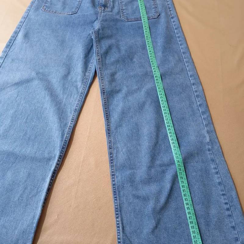 Pantalon de Jean Tipo Wide Leg, Recto, Tiro Alto