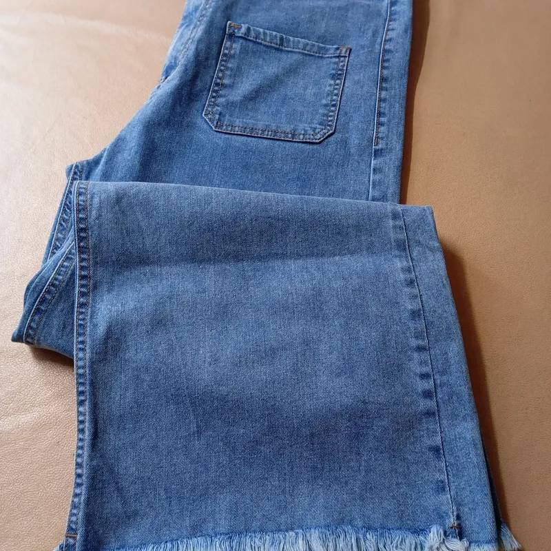 Pantalon de Jean Tipo Wide Leg, Recto, Tiro Alto 4