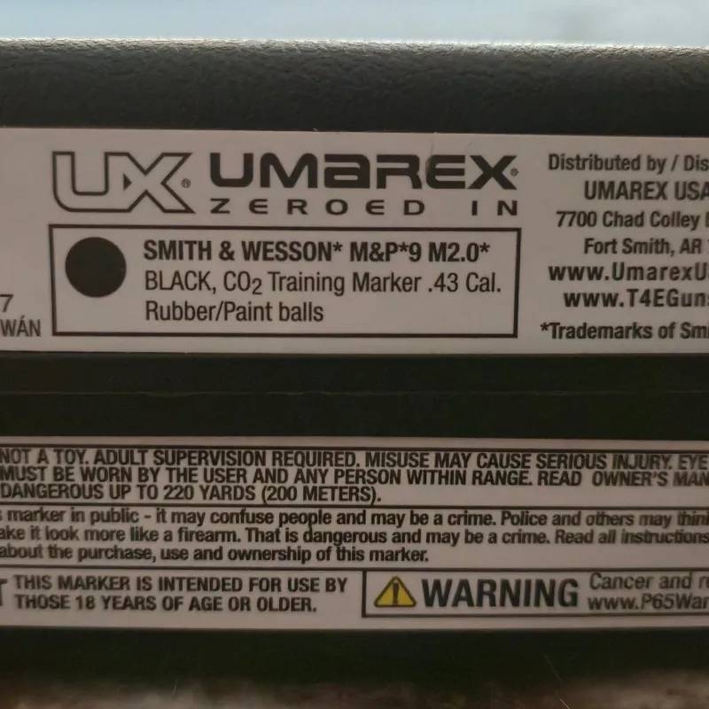 Marcadora Umarex T4E S&W MP20 Cal .43 (CO₂) 2