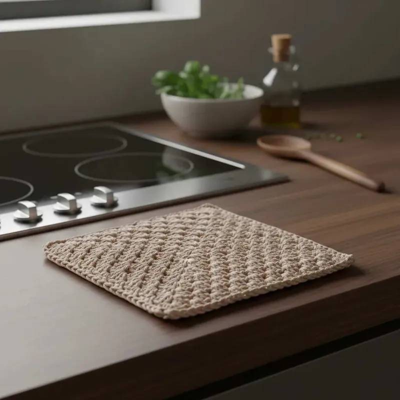 Lote X 20 Agarradera Cuadrada Doble Tejida en Hilo Grue 3