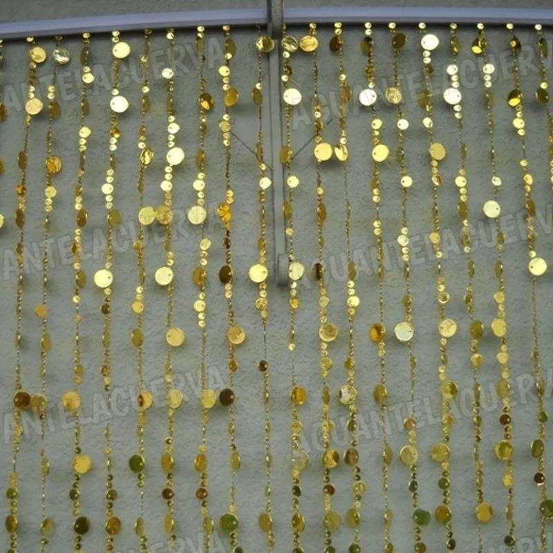 Cortinas Hippies con Lentejuelones Acrilicos Dorados 2