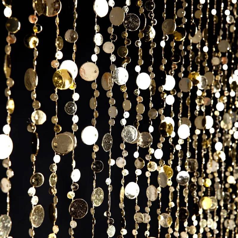 Cortinas Hippies con Lentejuelones Acrilicos Dorados