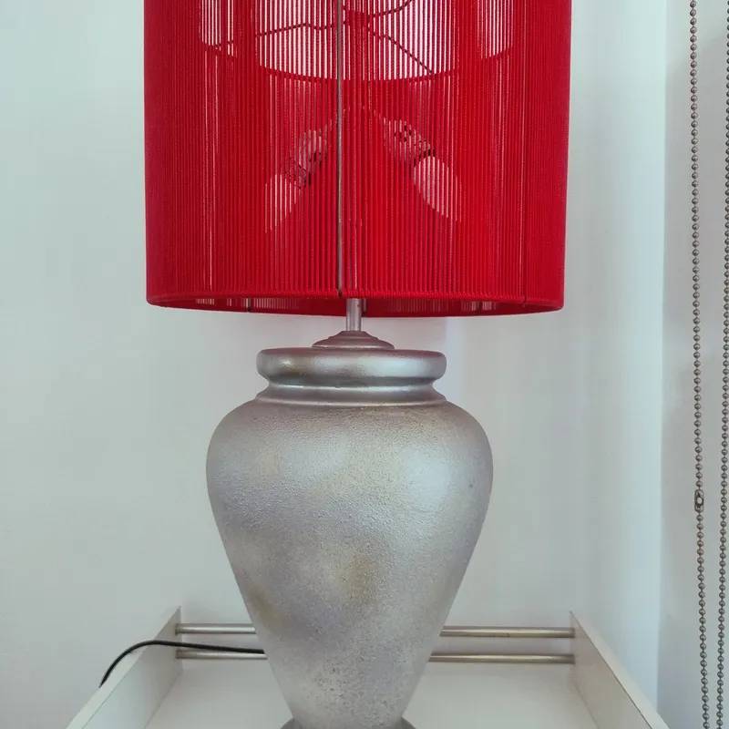 Lámpara de Cerámica Plateada con Pantalla 2