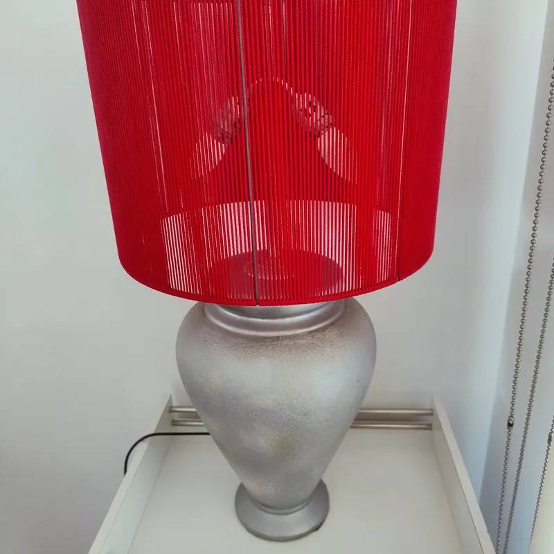 Lámpara de Cerámica Plateada con Pantalla 3