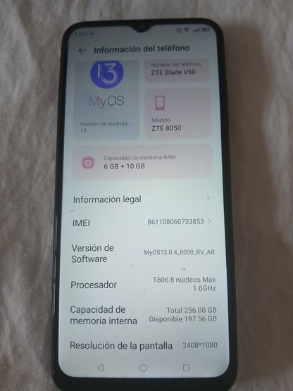 Teléfono Zte Balde V50 Desing 3