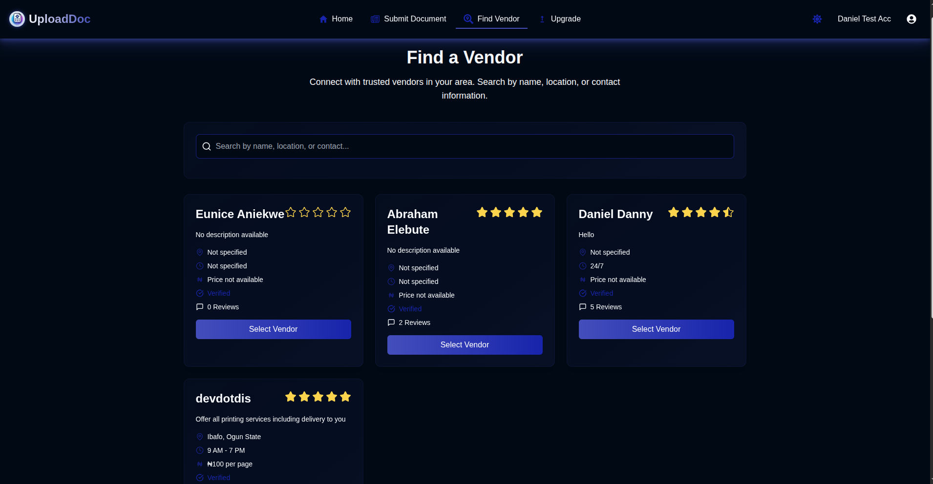 Find Vendors