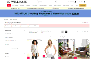 Preview 2 of the JD Williams website