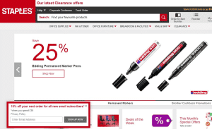 Preview 2 of the Staples website