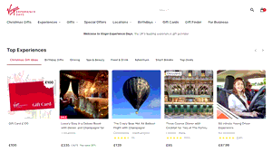 Preview 4 of the Virgin Experience Days website