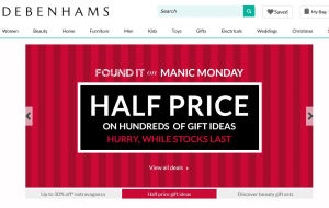 Preview 2 of the Debenhams website