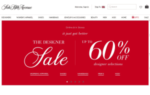 Preview 2 of the Saks Fifth Avenue website