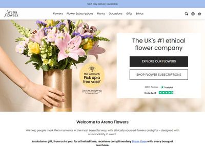 arenaflowers.com homepage on 15 Oct 2026