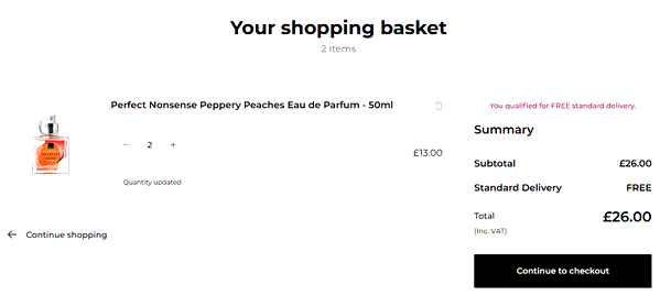 AVON shopping basket screenshot
