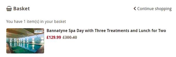 Buyagift shopping basket screenshot