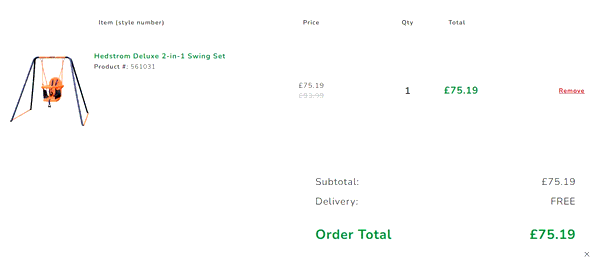 Early Learning Centre shopping basket screenshot