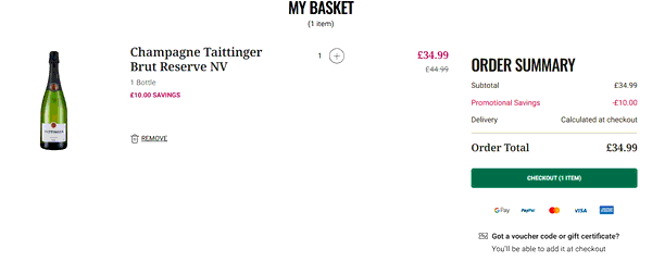 Laithwaites shopping basket screenshot