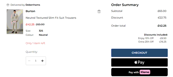 Burton shopping basket screenshot