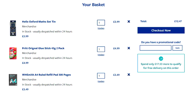 TGJones shopping basket screenshot