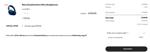 Bose shopping basket screenshot