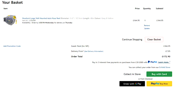 Tooled Up shopping basket screenshot